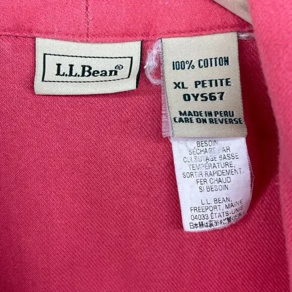 LL Bean Robe Women XLP Petite Belt Lounge Sleepwear Bathrobe Brushed Cotton Red - Picture 5 of 14